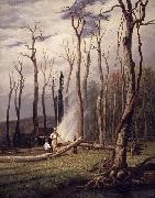 unknow artist Spring Burning Trees in a Girdled Clearing Western Scene Spain oil painting artist